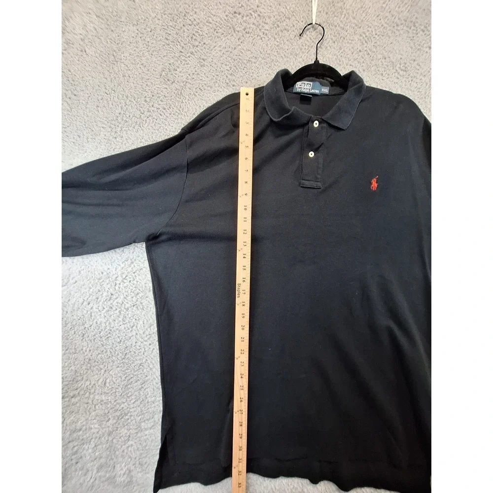 Polo Ralph Lauren Polo Shirt Mens 2XL Black‎ Pony Logo Performance High Low Slit